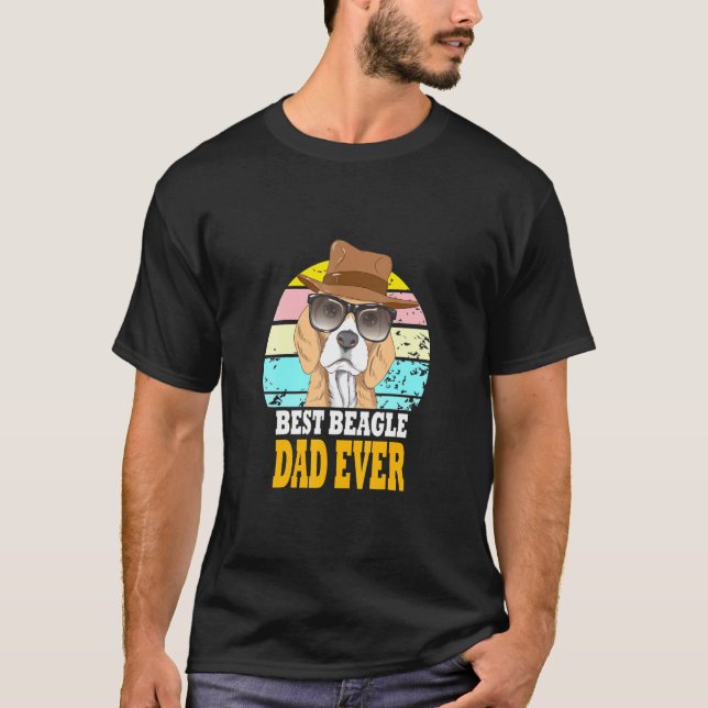 Best Beagle Dad Ever Dogs Retro Puppy Sunglasses H T-Shirt (Front)