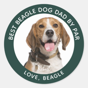 Best Beagle Dog Dad by Far Pet Photo Custom Classic Round Sticker