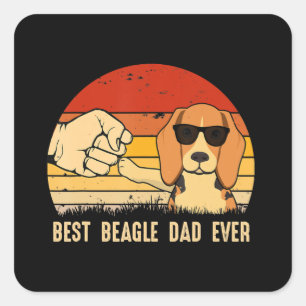 Best Beagle Dog Dad Ever Retro Gift For Beagle Dad Square Sticker