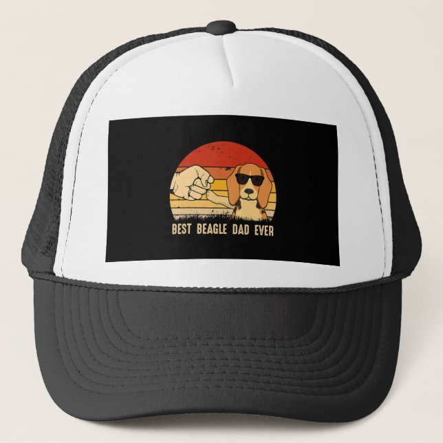 Best Beagle Dog Dad Ever Retro Gift For Beagle Dad Trucker Hat (Front)