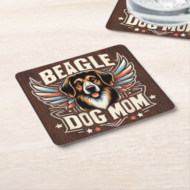 Best Beagle Dog Mom Ever - Beagle Dog Lover Gift Square Paper Coaster (Angled)