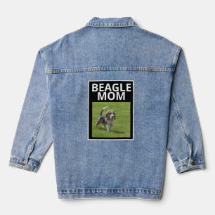 BEST BEAGLE MOM EVER DOG PHOTO TEXT SIMPLE BLACK DENIM JACKET
