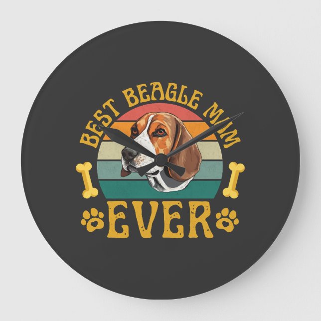Best Beagle Mom Ever, Funny Beagle Dog Canine Large Clock (Front)