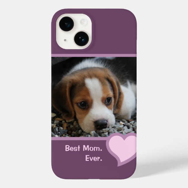 BEST BEAGLE MOM EVER PINK PURPLE PET DOG PHOTO  Case-Mate iPhone CASE (Back)