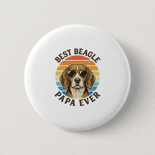 Best Beagle Papa Ever Vintage Dog Dad Shirt Design 2 Inch Round Button