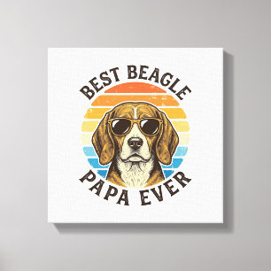 Best Beagle Papa Ever Vintage Dog Dad Shirt Design Canvas Print