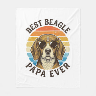 Best Beagle Papa Ever Vintage Dog Dad Shirt Design Fleece Blanket