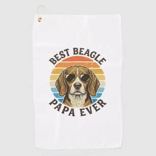Best Beagle Papa Ever Vintage Dog Dad Shirt Design Golf Towel