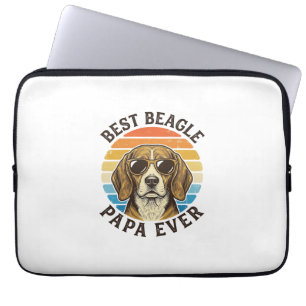 Best Beagle Papa Ever Vintage Dog Dad Shirt Design Laptop Sleeve