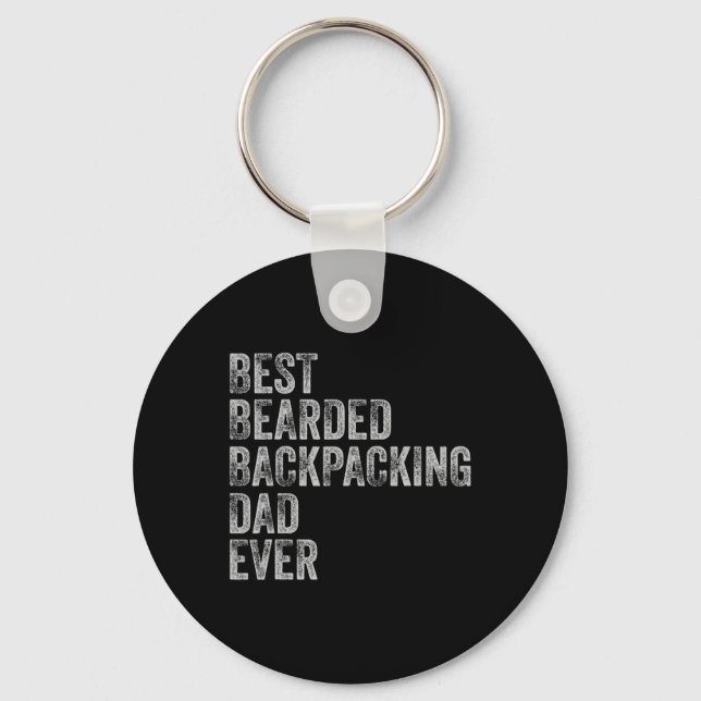 Best Bearded Ckpacking Dad Fathers Day  Keychain (Front)