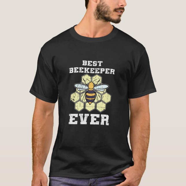 Best Beekeeper Ever Beekeeping Retro Honeycomb Api T-Shirt (Front)
