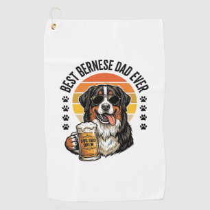 Best Bernese Dad Ever Vintage Dog Beer Shirt Desig Golf Towel