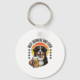 Best Bernese Dad Ever Vintage Dog Beer Shirt Desig Keychain