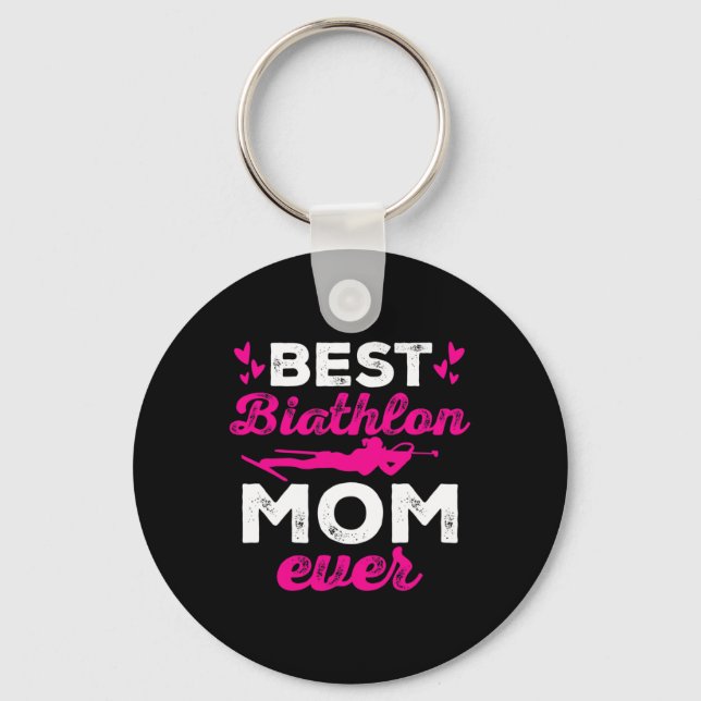 Best Biathlon Mom Ever Biathlete Mother Day  Keychain (Front)