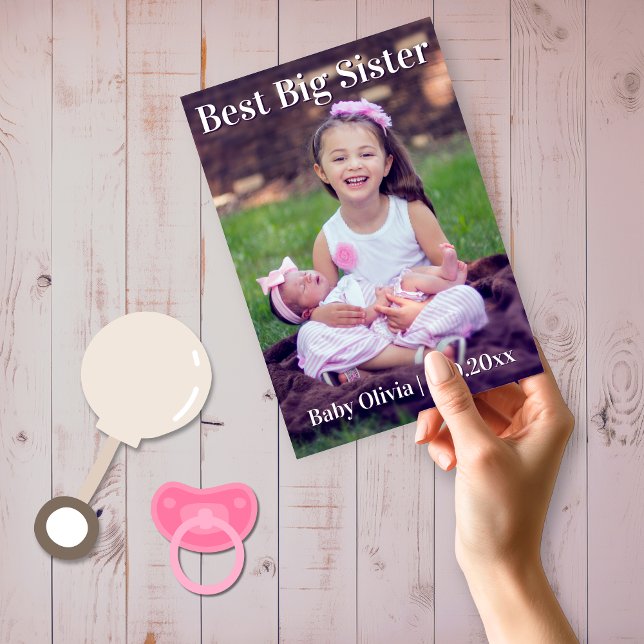 Best Big Sister New Sibling Birth Announcement (Best Big Sister New Sibling Birth Announcement Cards)