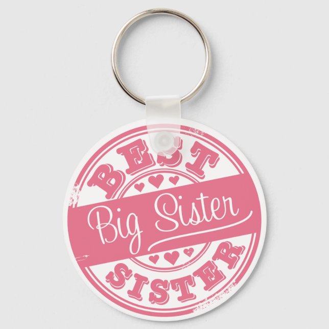 Best Big Sister -rubber stamp effect- Keychain (Front)