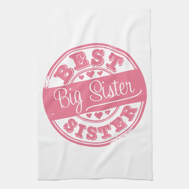Best Big Sister -rubber stamp- Kitchen Towel (Vertical)
