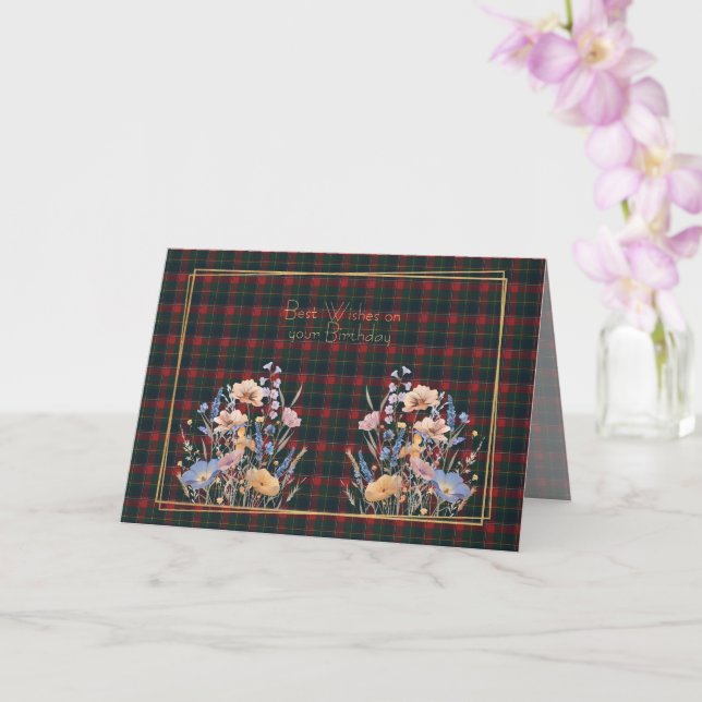 Best Birthday Wishes Quebec Provincial Tartan Card (Orchid)