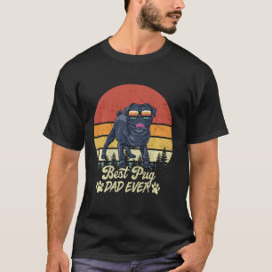 Best Black Pug Dad Ever Vintage Retro Dog Fathers T-Shirt