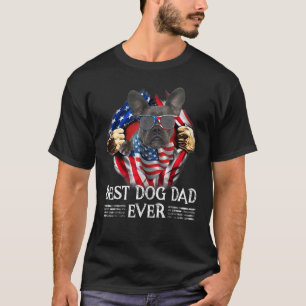 Best Blue Frenchie Dad Ever American Flag  For Men T-Shirt