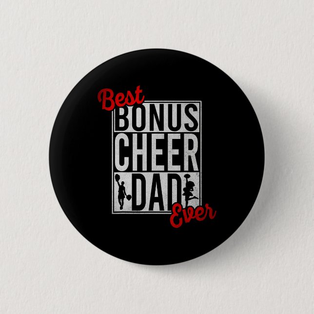 Best Bonus Cheer Dad Ever Cheerleading  2 Inch Round Button (Front)