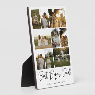 Best Bonus Dad 9 Photo Collage Keepake Plaque