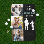 Best Bonus Dad By Par | Monogram Photo Collage Golf Towel<br><div class="desc">Give your golf pro dad a Father's Day gift he can proudly use on the golf course! "Best Bonus Dad by Par" golf towel featuring three of your favourite photos, father and child silhouette, and a personalized monogram. Makes a perfect gift for Father's Day, Christmas, or his birthday. These are...</div>