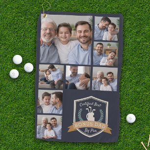 Best Bonus Dad By Par   Photo Collage Golf Towel