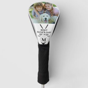 BEST BONUS DAD BY PAR Photo Monogram Black White Golf Head Cover