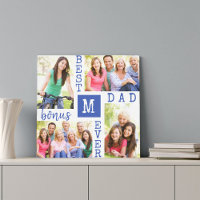 Best Bonus Dad Ever Blue White 4 Photo Collage