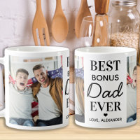 Best BONUS DAD Ever Custom 2 Photo Father's Day