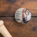 Best Bonus Dad Ever | Custom Photo Baseball<br><div class="desc">Create an awesome custom gift for a beloved stepfather or father figure this Father's Day with this cool custom photo baseball. Unique design for sports-loving stepdads features "Best Bonus Dad Ever" in blue lettering with the year beneath. Customize with a special personal message across the top, and add two treasured...</div>