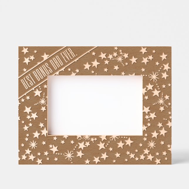 Best Bonus Dad Ever Cute Star Celestial Stepfather Etched Frames (Front)