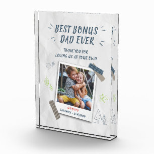 Best Bonus Dad Ever Fathers Day Keepsake Photo Block
