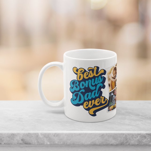 Best Bonus Dad Ever | Fathers Day Photo Collage Coffee Mug (Creator Uploaded)