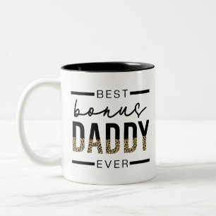 Best Bonus Dad Ever Leopard Typography Two-Tone Coffee Mug