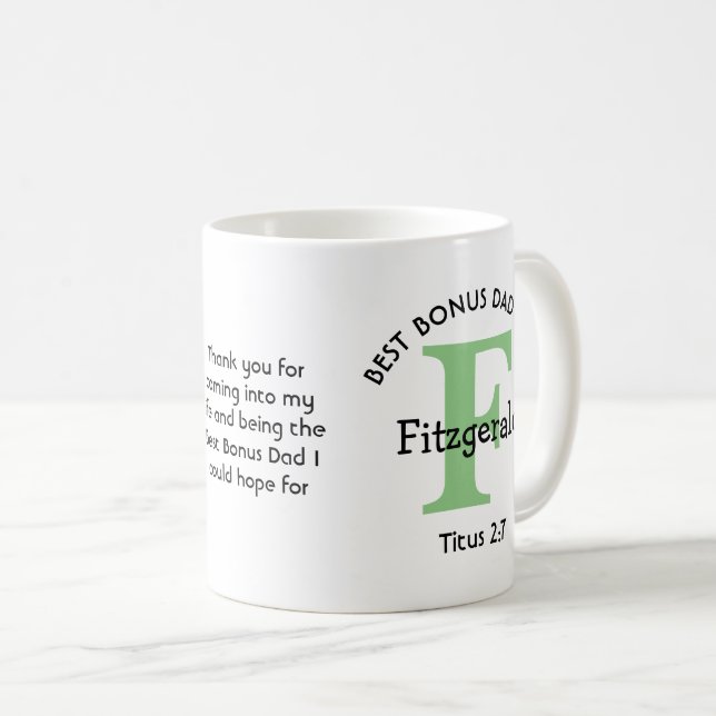 BEST BONUS DAD EVER Personalized Coffee Mug (Front Right)