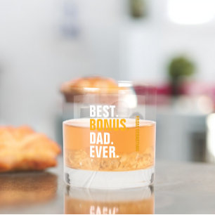 Best Bonus Dad Ever Personalized Photo and Text Whiskey Glass