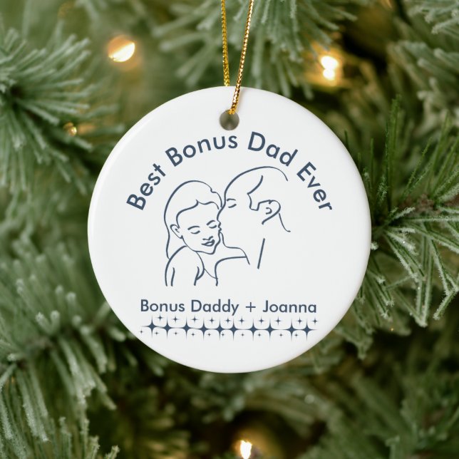 Best Bonus Dad Ever, step Father daughter 1-Photo  Ceramic Ornament (Tree)
