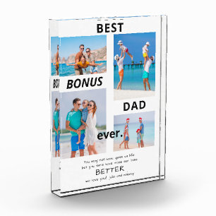 Best Bonus Dad Ever Stepdad 4 Photo Father's Day   Block