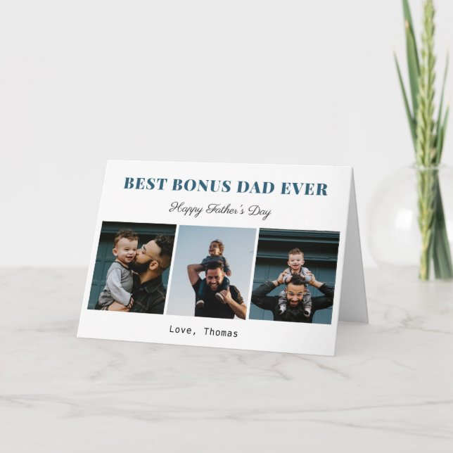 best bonus dad ever stepdad fathers day photo cute card (Front)