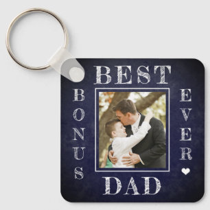 Best bonus dad ever stepdad Father's Day photo Keychain