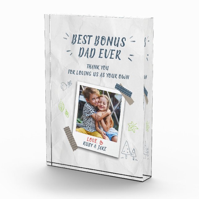 Best Bonus Dad Fathers Day Custom Stepdad Photo Block (Right)