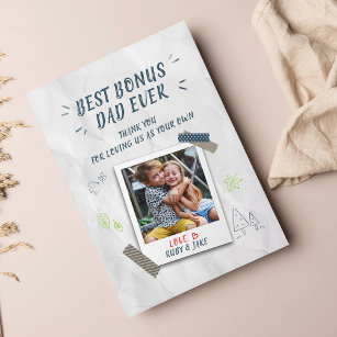 Best Bonus Dad Fathers Day Stepdad Custom Photo Holiday Card