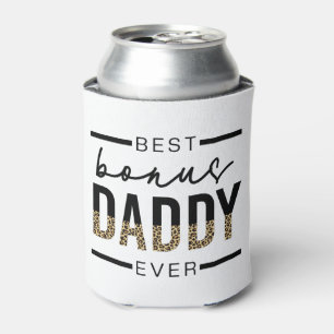 Best Bonus Daddy Ever Leopard Typography Can Cooler