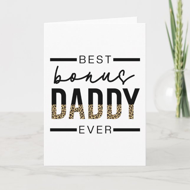 Best Bonus Daddy Ever Leopard Typography Card (Front)