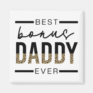 Best Bonus Daddy Ever Leopard Typography Magnet