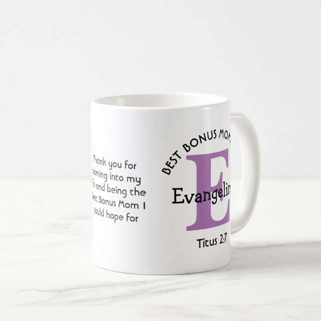 BEST BONUS MOM EVER Personalized Coffee Mug (Front Right)