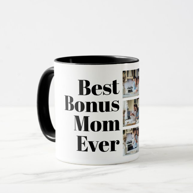Best Bonus Mom Ever Stepmom gift 3 Photo Collage Mug (Front Left)