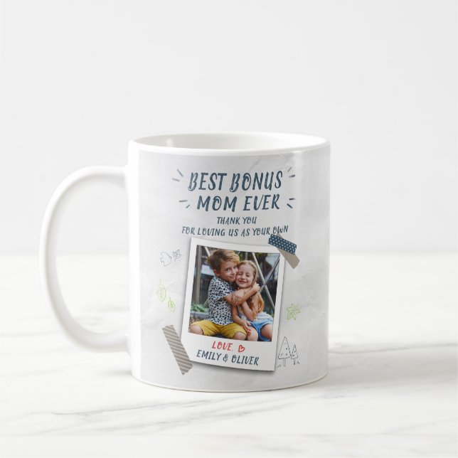 Best Bonus Mom Mothers Day Stepmom Photo Coffee Mug (Left)
